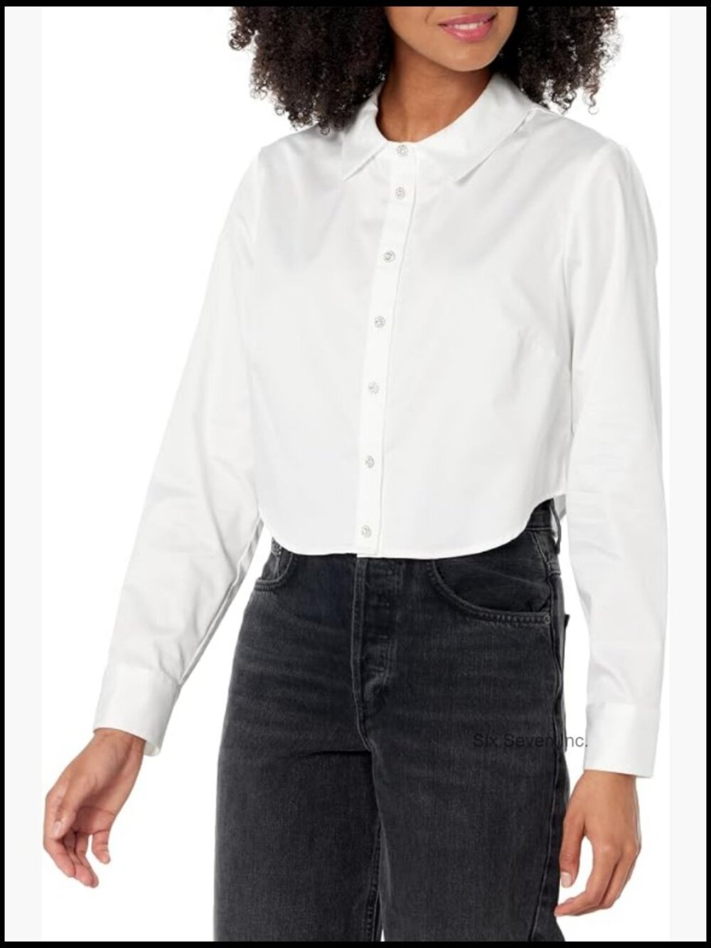 Long Sleeve Sami Cropped Button Up - Cotton Silk Satin Blouse